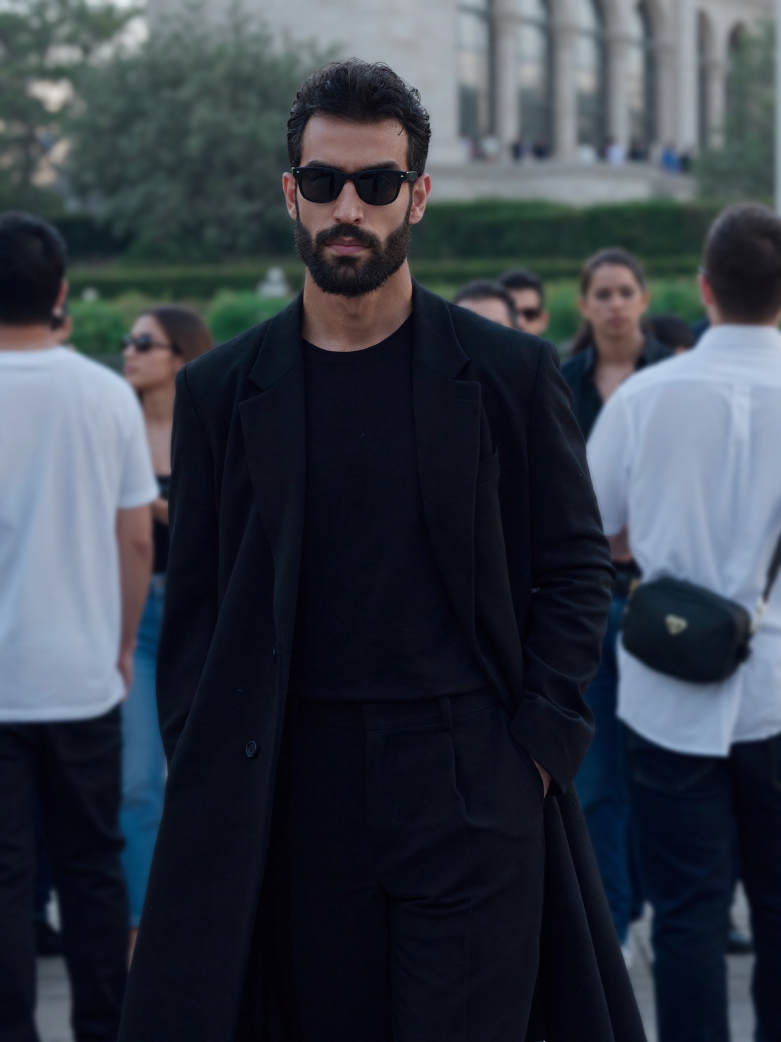 Saman Parham in a black editorial look