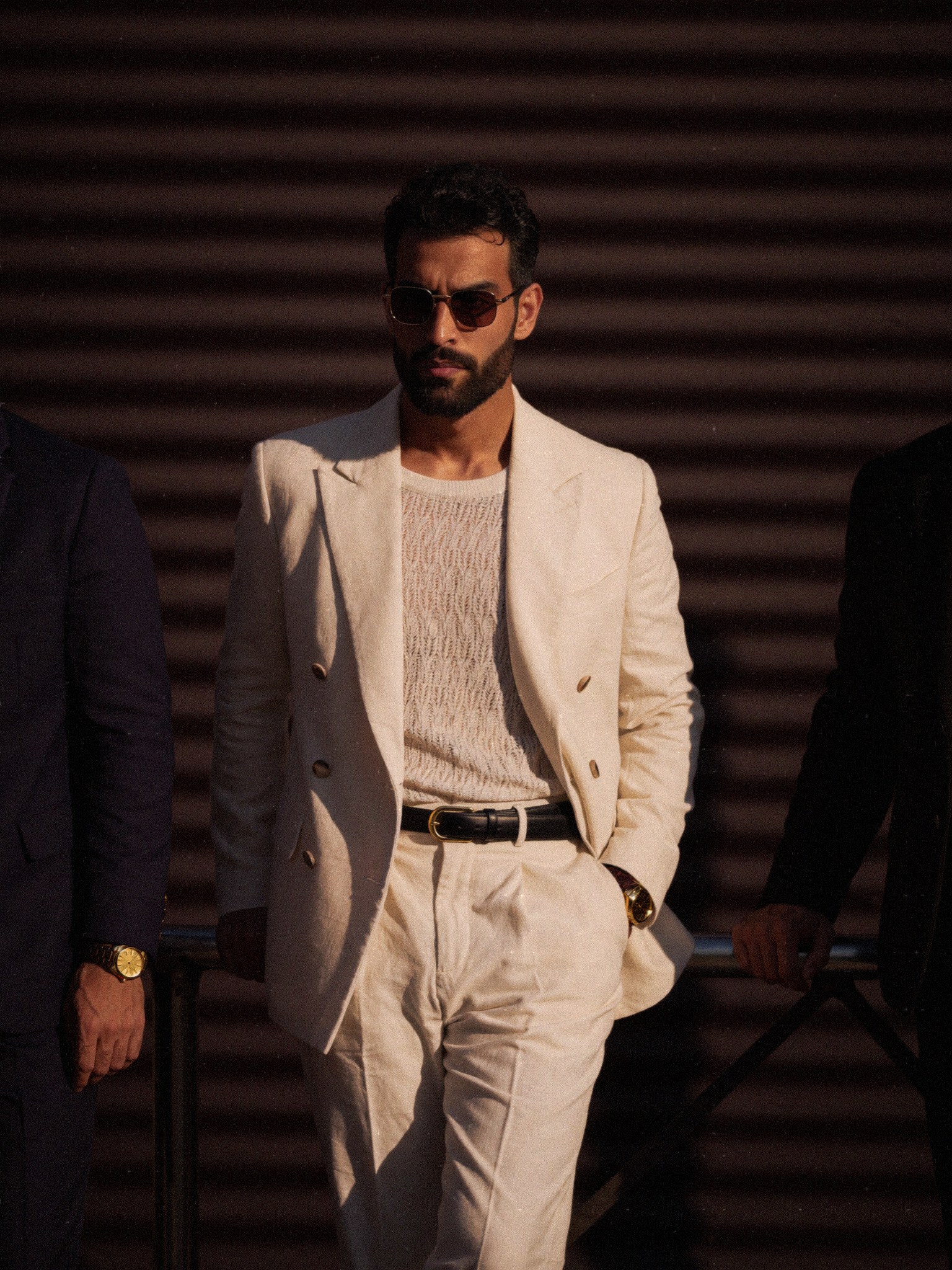 Saman Parham in a cream suit