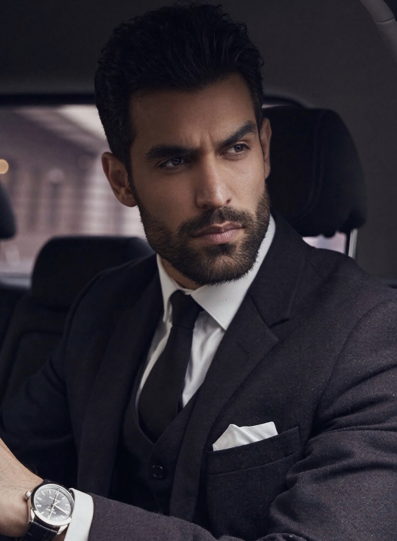 Saman Parham in a formal car portrait